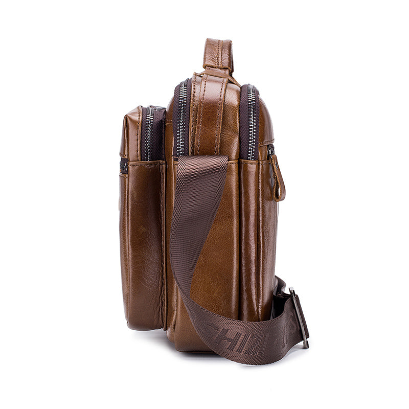 Men Shoulder Bag Leather Shoulder Multifunctional Vintage Messenger Bag Brown