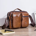 Men Shoulder Bag Leather Shoulder Multifunctional Vintage Messenger Bag Brown