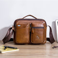 Men Shoulder Bag Leather Shoulder Multifunctional Vintage Messenger Bag Brown