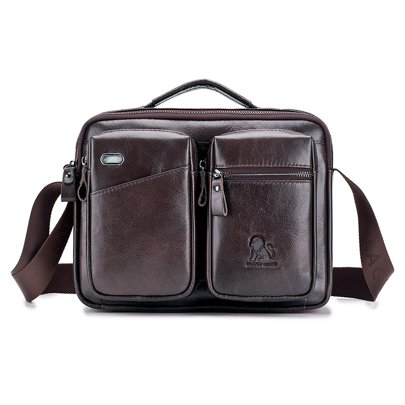 Men Shoulder Bag Leather Shoulder Multifunctional Vintage Messenger Bag Coffee