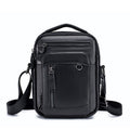 Men Shoulder Bag Leather Shoulder Vintage Casual Leather Business Bag Black