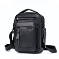 Men Shoulder Bag Leather Shoulder Vintage Casual Leather Business Bag Black