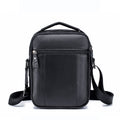 Men Shoulder Bag Leather Shoulder Vintage Casual Leather Business Bag Black
