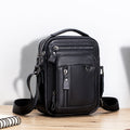 Men Shoulder Bag Leather Shoulder Vintage Casual Leather Business Bag Black