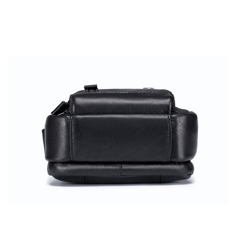 Men Shoulder Bag Leather Shoulder Vintage Casual Leather Business Bag Black