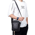 Men Shoulder Bag Leather Shoulder Vintage Casual Leather Business Bag Black