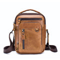 Men Shoulder Bag Leather Shoulder Vintage Casual Leather Business Bag Brown