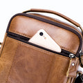 Men Shoulder Bag Leather Shoulder Vintage Casual Leather Business Bag Brown