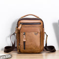 Men Shoulder Bag Leather Shoulder Vintage Casual Leather Business Bag Brown
