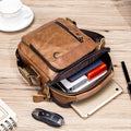 Men Shoulder Bag Leather Shoulder Vintage Casual Leather Business Bag Brown