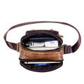 Men Shoulder Bag Leather Shoulder Vintage Casual Leather Business Bag Brown