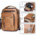 Men Shoulder Bag Leather Shoulder Vintage Casual Leather Business Bag Brown