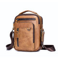 Men Shoulder Bag Leather Shoulder Vintage Casual Leather Business Bag Brown