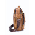 Men Shoulder Bag Leather Shoulder Vintage Casual Leather Business Bag Brown