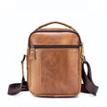 Men Shoulder Bag Leather Shoulder Vintage Casual Leather Business Bag Brown