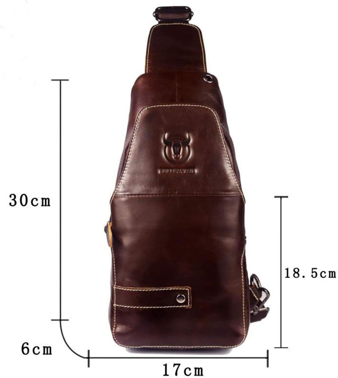 Men Sling Bag Leather Chest Bag Crossbody Shoulder Business Backpack Brown