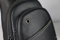 Men Sling Crossbody Bag Leather Shoulder Chest Outdoor Casual Pack Black
