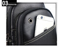 Men Sling Crossbody Bag Leather Shoulder Chest Outdoor Casual Pack Black