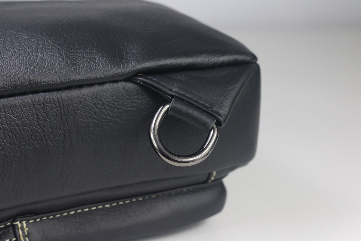 Men Sling Crossbody Bag Leather Shoulder Chest Outdoor Casual Pack Black