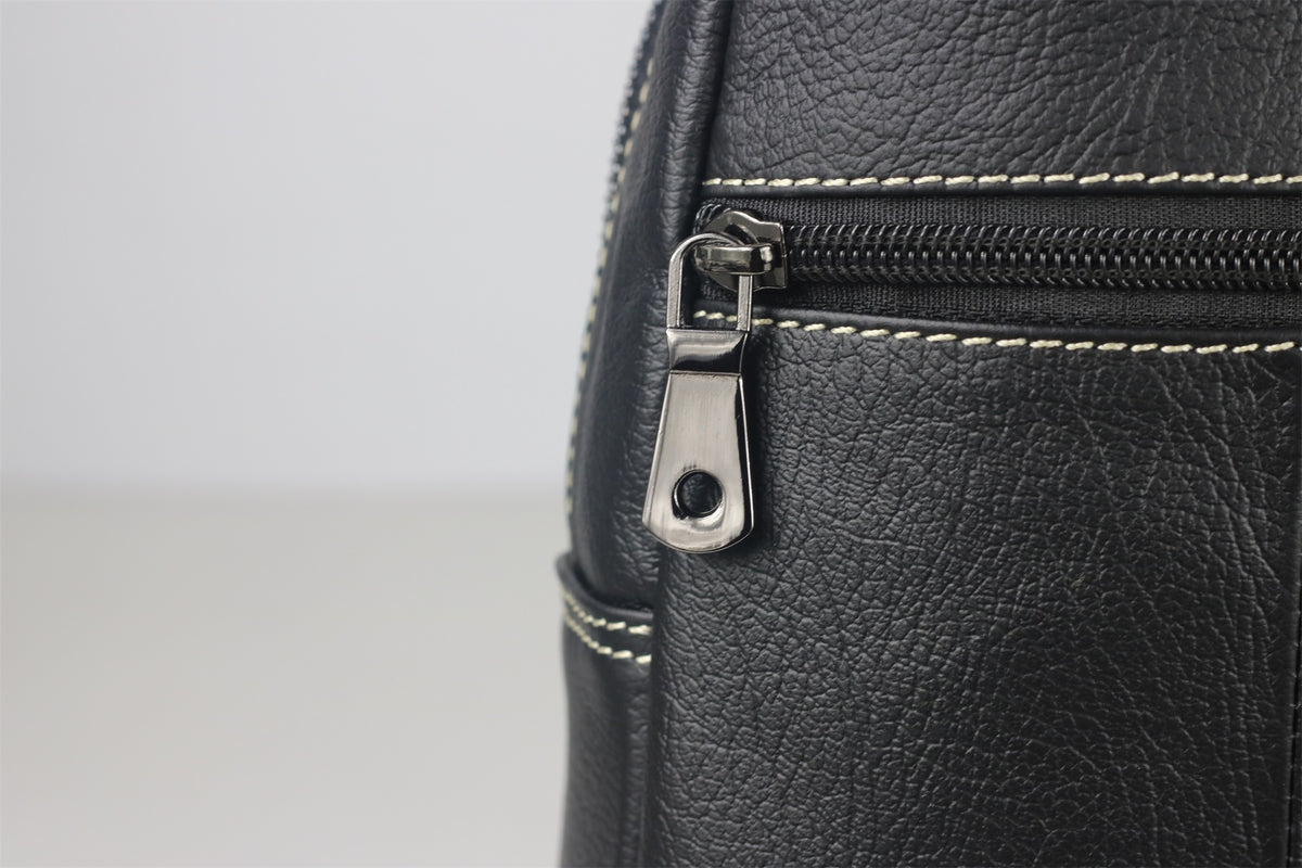 Men Sling Crossbody Bag Leather Shoulder Chest Outdoor Casual Pack Black