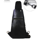 Men Sling Crossbody Bag Leather Shoulder Chest Outdoor Casual Pack Black