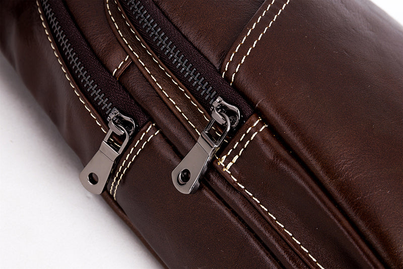 Men Sling Crossbody Bag Leather Shoulder Chest Outdoor Casual Pack Brown