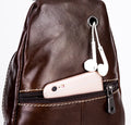 Men Sling Crossbody Bag Leather Shoulder Chest Outdoor Casual Pack Brown