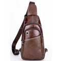 Men Sling Crossbody Bag Leather Shoulder Chest Outdoor Casual Pack Brown