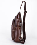 Men Sling Crossbody Bag Leather Shoulder Chest Outdoor Casual Pack Brown