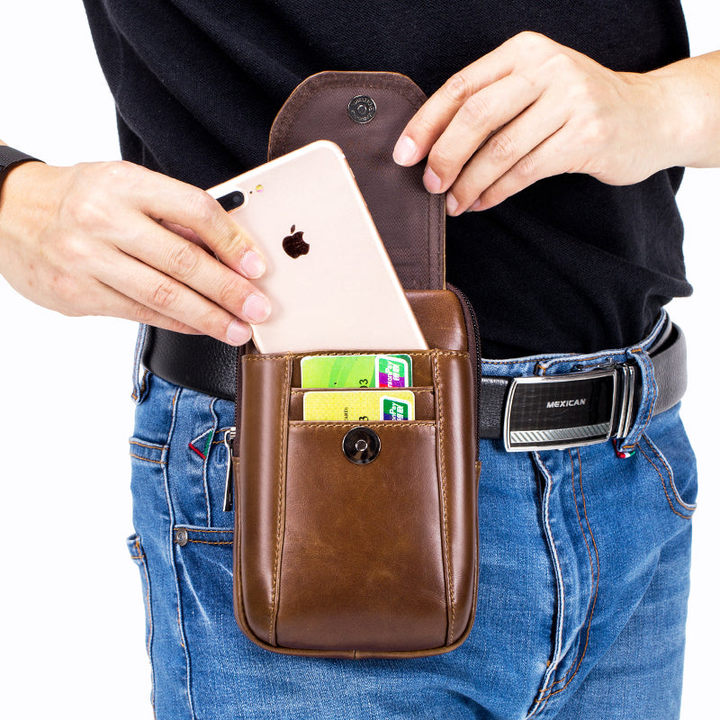 Men Small Crossbody Bags Small Cell Phone Purse Mini Travel Wallet Brown