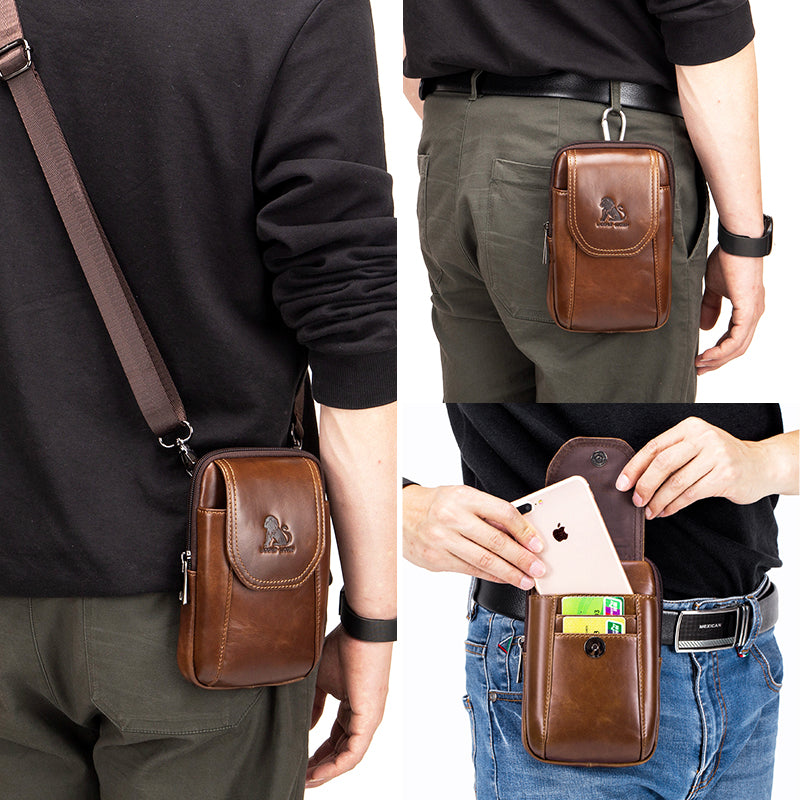 Men Small Crossbody Bags Small Cell Phone Purse Mini Travel Wallet Brown