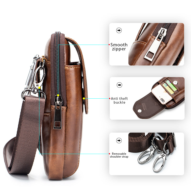 Men Small Crossbody Bags Small Cell Phone Purse Mini Travel Wallet Brown