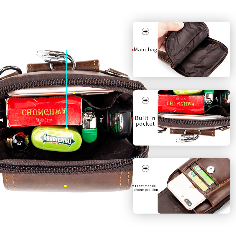 Men Small Crossbody Bags Small Cell Phone Purse Mini Travel Wallet Brown
