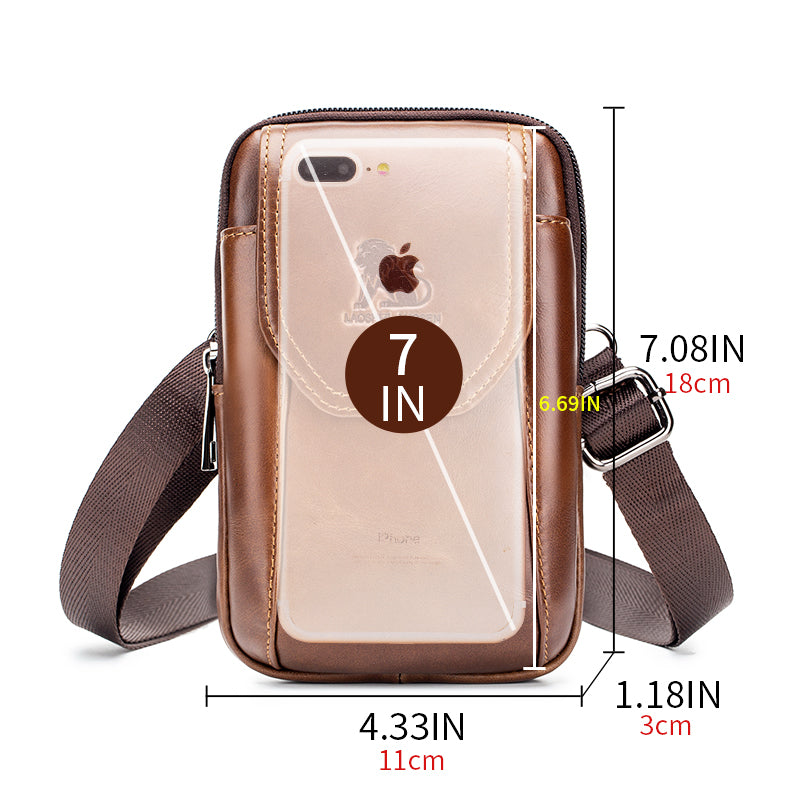 Men Small Crossbody Bags Small Cell Phone Purse Mini Travel Wallet Brown