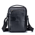 Men Small Leather Shoulder Bag Messenger Crossbody Pack Sling Bag Black