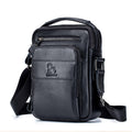 Men Small Leather Shoulder Bag Messenger Crossbody Pack Sling Bag Black
