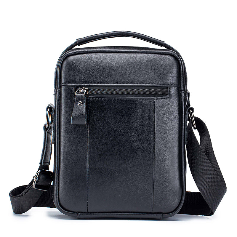 Men Small Leather Shoulder Bag Messenger Crossbody Pack Sling Bag Black