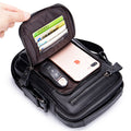 Men Small Leather Shoulder Bag Messenger Crossbody Pack Sling Bag Black