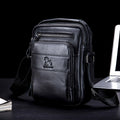 Men Small Leather Shoulder Bag Messenger Crossbody Pack Sling Bag Black