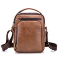 Men Small Leather Shoulder Bag Messenger Crossbody Pack Sling Bag Brown