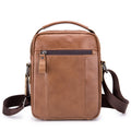 Men Small Leather Shoulder Bag Messenger Crossbody Pack Sling Bag Brown