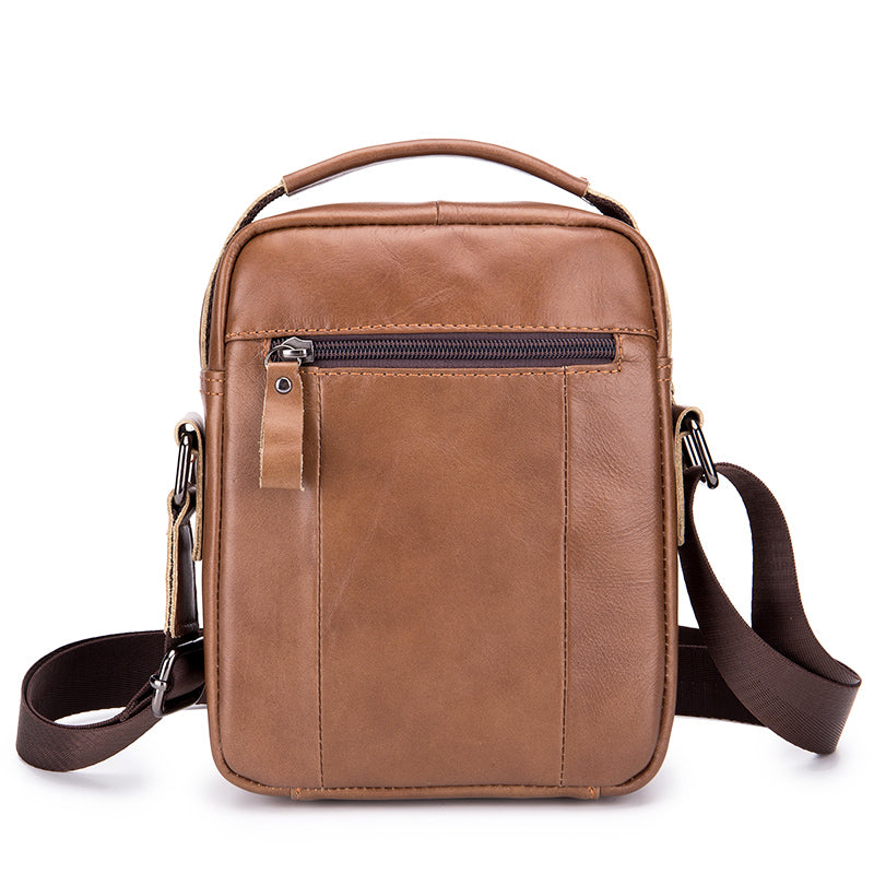 Men Small Leather Shoulder Bag Messenger Crossbody Pack Sling Bag Brown