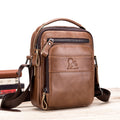 Men Small Leather Shoulder Bag Messenger Crossbody Pack Sling Bag Brown