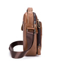 Men Small Leather Shoulder Bag Messenger Crossbody Pack Sling Bag Brown