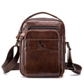Men Small Leather Shoulder Bag Messenger Crossbody Pack Sling Bag Coffee