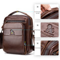 Men Small Leather Shoulder Bag Messenger Crossbody Pack Sling Bag Coffee