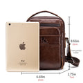 Men Small Leather Shoulder Bag Messenger Crossbody Pack Sling Bag Coffee