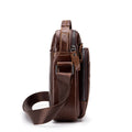 Men Small Leather Shoulder Bag Messenger Crossbody Pack Sling Bag Coffee