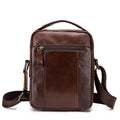 Men Small Leather Shoulder Bag Messenger Crossbody Pack Sling Bag Coffee
