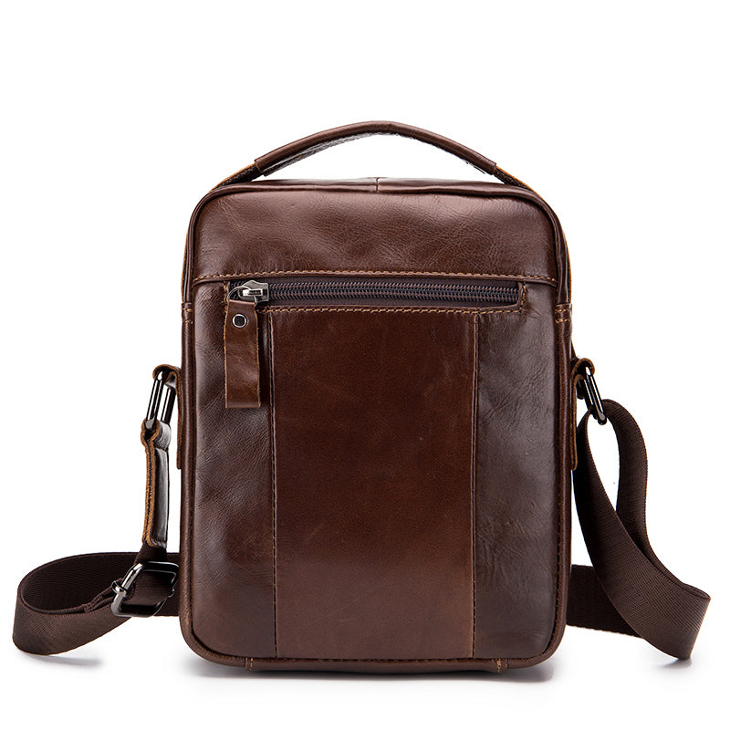 Men Small Leather Shoulder Bag Messenger Crossbody Pack Sling Bag Coffee